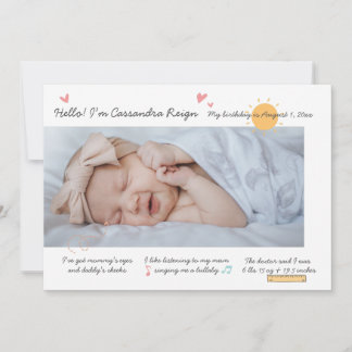 Baby Photo Birth Announcement Card
