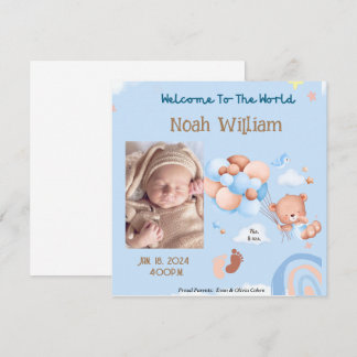 BABY PHOTO BIRTH ANNOUNCEMENT- TEDDY BEAR SAVE THE DATE