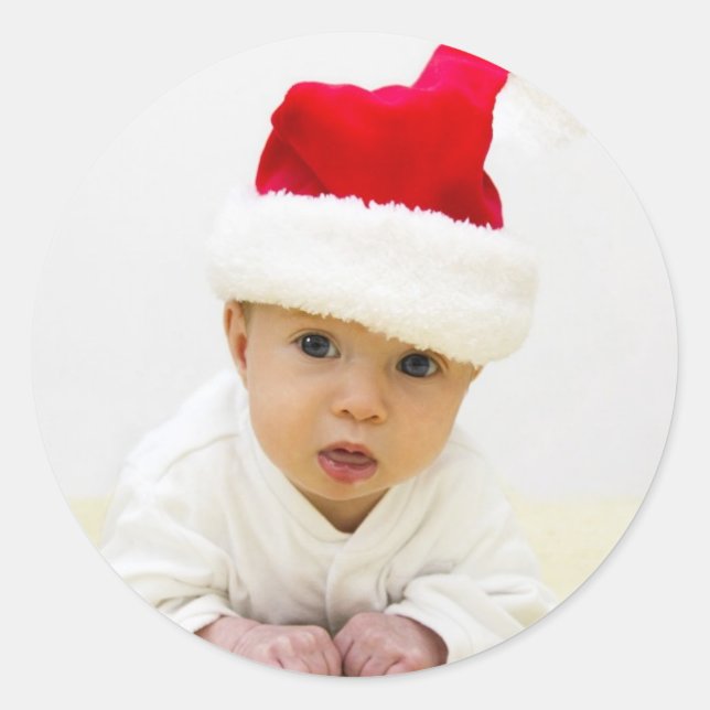 Baby Photo Christmas Sticker (Front)