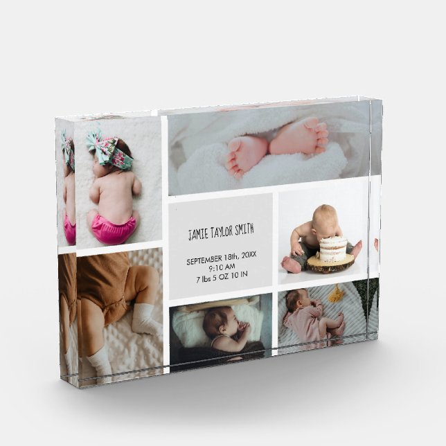 Baby Photo Collage Keepsake Name Birth Date (Left)