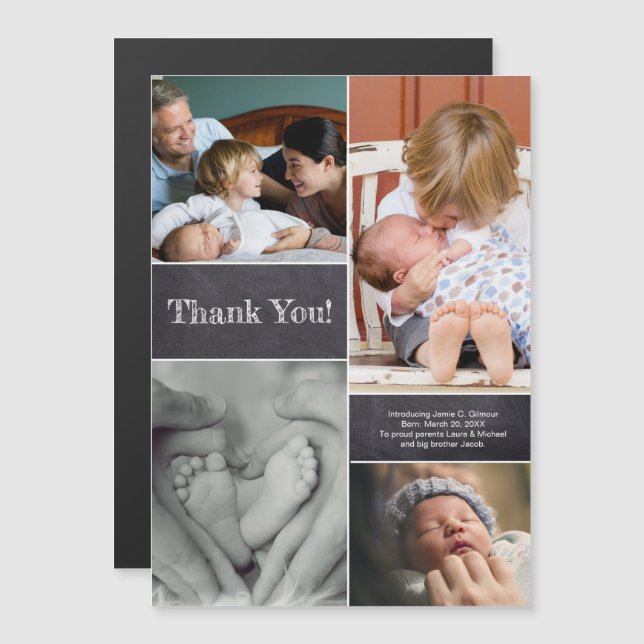 Baby photo collage Thank you Birth Announcement (Front/Back)