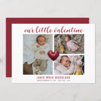 Baby Photo Collage Valentine's Birth Announcement