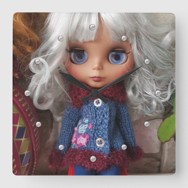 Baby photo dolls, dolls, personalized, hobby square wall clock (Front)