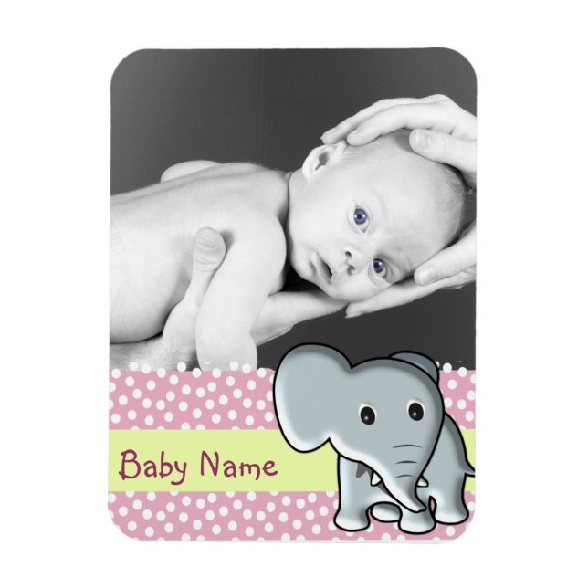Baby photo/ Elephant Magnet (Vertical)