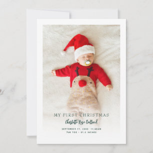 Baby Photo First Christmas Birth Announcement