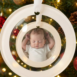 Baby Photo First Christmas Deer Ceramic Ornament