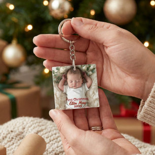 Baby Photo First Christmas Personalize Keychain