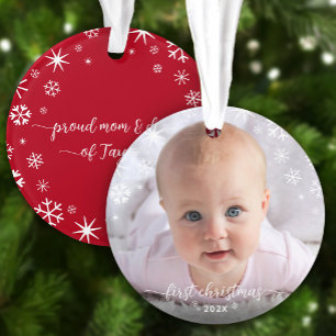 Baby Photo First Christmas Snowflakes New Parents Ornament