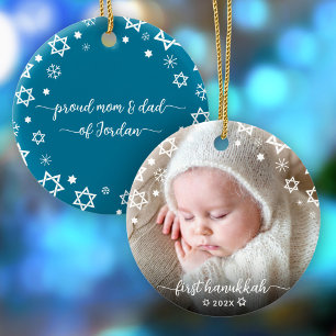 Baby Photo First Hanukkah New Parents Star David Ceramic Ornament