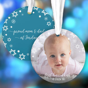Baby Photo First Hanukkah New Parents Stars David Ornament