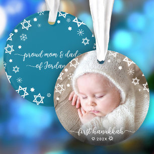 Baby Photo First Hanukkah Stars David New Parents Ornament