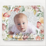 Baby Photo Floral Rose Pink Butterfly Botanical  Mouse Pad<br><div class="desc">Custom Photo | Name | Text Floral Rose Pink Butterfly Mouse Pad. All the photos and texts are pre-arranged for you to personalize easily and quickly with your own details. For many other designs,  please visit store collection:   
https://www.zazzle.com/collections/119376792509928647</div>