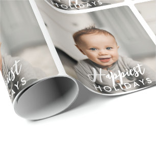 Baby Photo Happiest Holidays Custom  Wrapping Paper