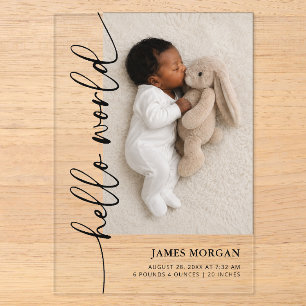 Baby Photo Modern Acrylic Birth Announcement