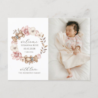 Baby Photo Modern Birth Announcement Postcard