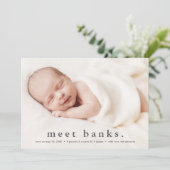 Baby photo modern name birth announcement (Standing Front)