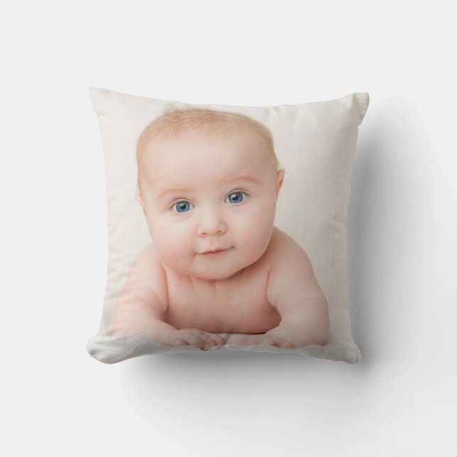 Baby Photo Name Birthday Weight Length Throw Pillow (Front)