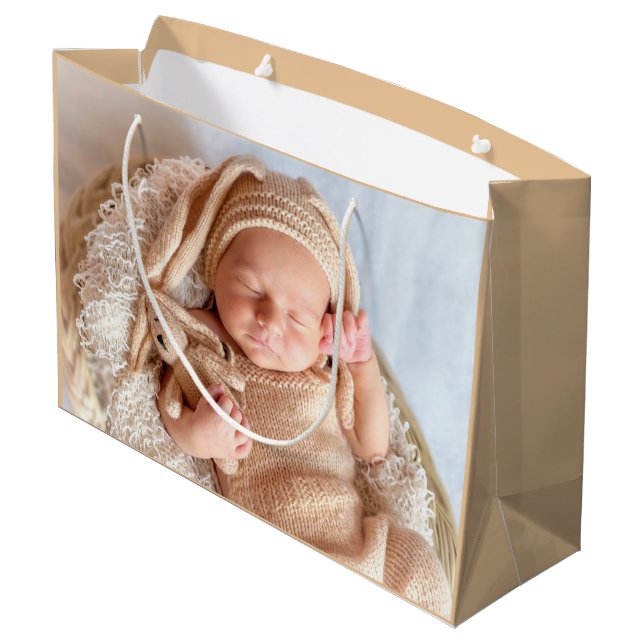 Baby Photo Neutral Large Gift Bag (Back Angled)