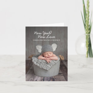  Baby Photo New Year New Love Holiday Birth Note Card