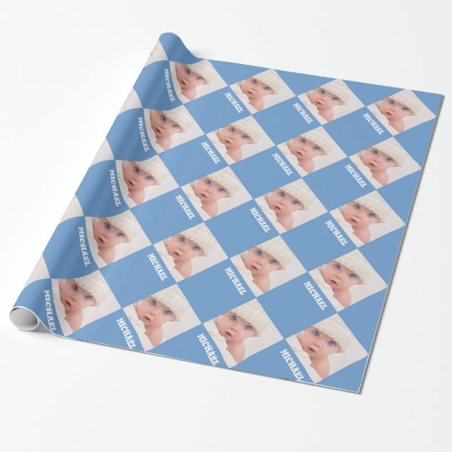 Baby Photo Pattern Birthday Wrapping Paper (Unrolled)