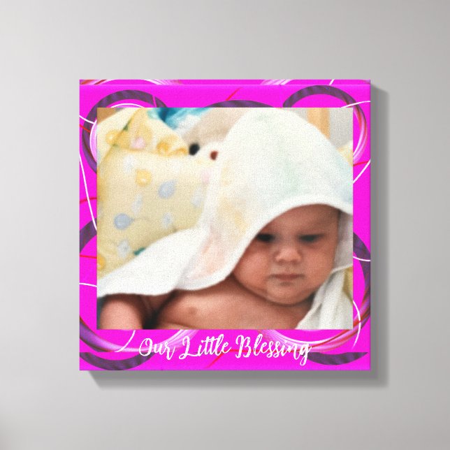 Baby Photo Pink Abstract Frame Canvas Print (Front)