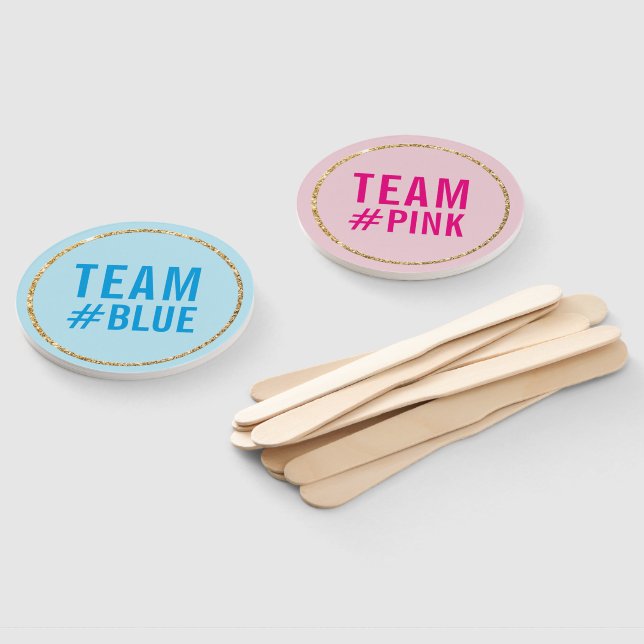 BABY PHOTO PROP gender reveal blue boy pink girl Hand Fan (Non-assembled)