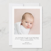 Baby Photo Simple Overlay Hello Birth Announcement (Back)
