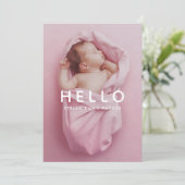 Baby Photo Simple Overlay Hello Birth Announcement (Standing Front)