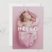 Baby Photo Simple Overlay Hello Birth Announcement (Front)