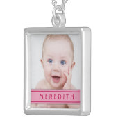 Baby Photo Template with Pink Name Plate Necklace (Front Right)