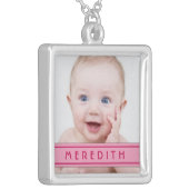 Baby Photo Template with Pink Name Plate Necklace (Front Left)