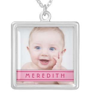 Baby Photo Template with Pink Name Plate Necklace