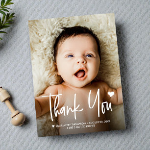 Baby Photo Thank you Heart Birth announcement Postcard