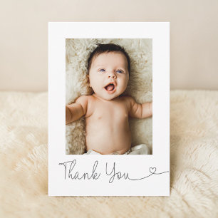 Baby Photo Thank you Heart Modern Baby shower Card