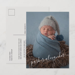 Baby Photo Thank You Script Birth Announcement Postcard
