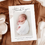 Baby Photo White Minimalist Thank You Heart Birth Announcement<br><div class="desc">Simple and minimalistic birth announcement card featuring hand lettered typography that says "thank you" with a heart in-between. You can add your newborn baby's picture in the middle and the baby stats at the bottom. You can also add a second picture with a message on the back.</div>