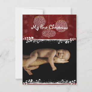 Baby Photo White Ornaments My 1st Christmas Holiday Card