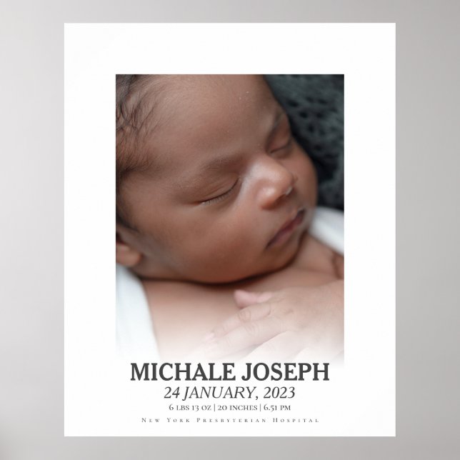Baby Photo With Stats | The Day You Were Born Post Poster (Front)