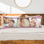 Baby Photo ZigZag Picture Montage Personalized Body Pillow<br><div class="desc">Create your own unique body pillow with 3 of your favourite baby pictures. The photo template is set up to create the photo collage in a subtle zigzag montage. Your photos are displayed in landscape format and framed with a narrow grey border. You can also add baby's name and birth...</div>