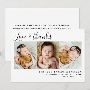 Baby Photos Love & Thanks Modern Minimalist Thank You Card