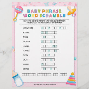 Baby Phrase Scramble [Baby Basics Pink] Letterhead