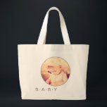 Baby Picture Custom Round Large Tote Bag<br><div class="desc">Cute baby tote or diaper bag - add your favourite baby picture into the round frame. A special effects photo looks especially adorable here! You can change the text below it if you like.</div>