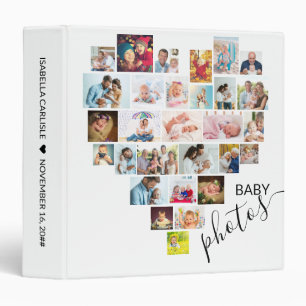 Baby Pictures Heart Shaped Photo Collage White Binder
