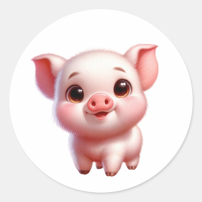 Baby Pig Classic Round Sticker (Front)