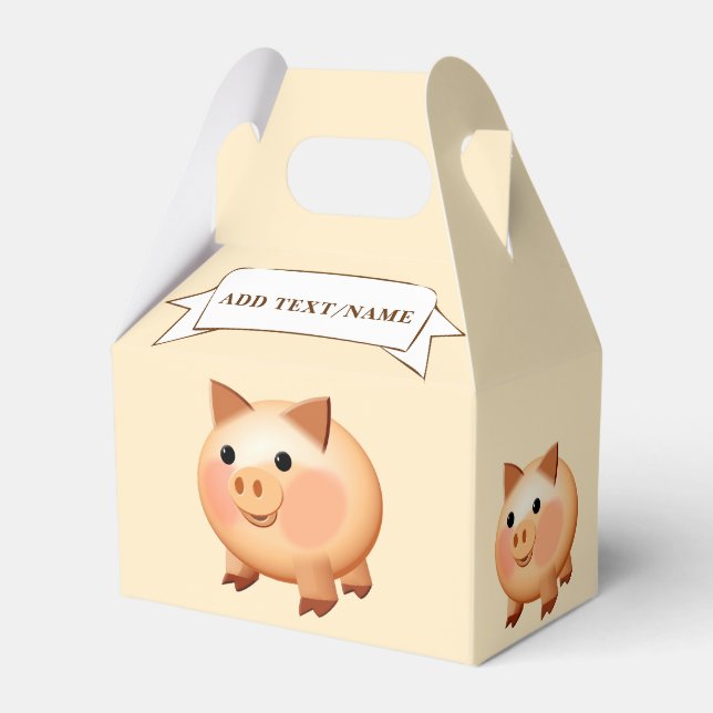 Baby Pig Drawing Custom Favor Box (Back Side)