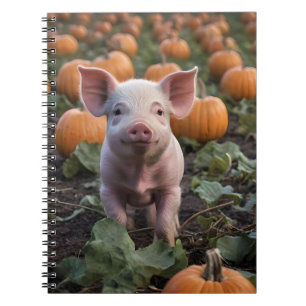 Baby Pig In The Pumpkin Patch Pickleball Paddle Notebook