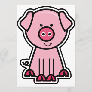 Baby Pig Sticker Invitation