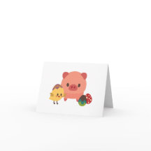 Baby Piglet and Chick (Chicken) PERSONALIZED Card