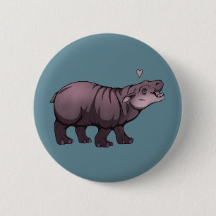 Baby Pigmy Hippo 2 Inch Round Button
