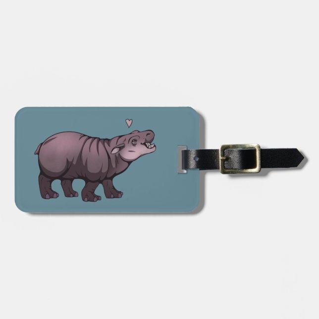 Baby Pigmy Hippo Luggage Tag (Front Horizontal)